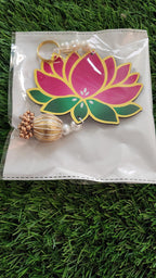 Lotus Hanging Pair: Pink Handmade Mandir Diwali Decoration - 5 inch.