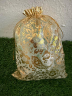 Embellished Organza Favor Bag: Handcrafted Potli with Drawstring