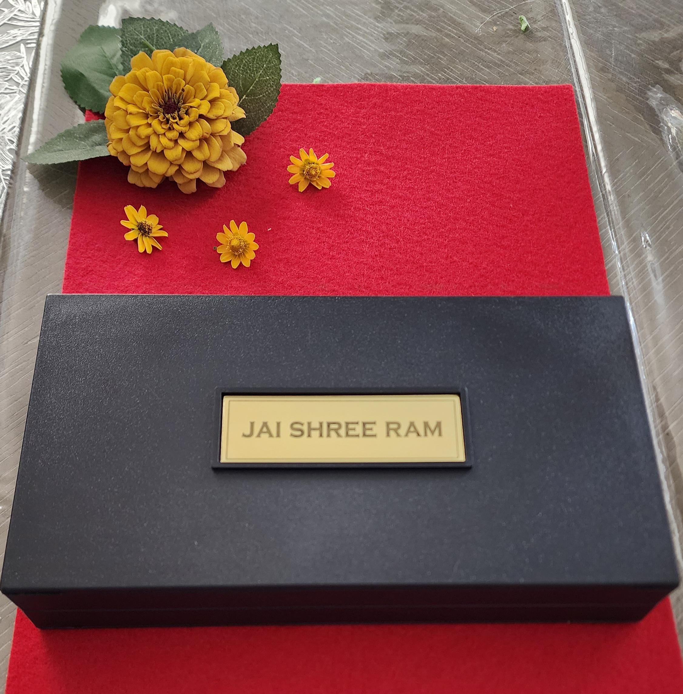 Handmade Gold Plated Ram Darbar Paduka Photo Frame: Wooden Gift Box.
