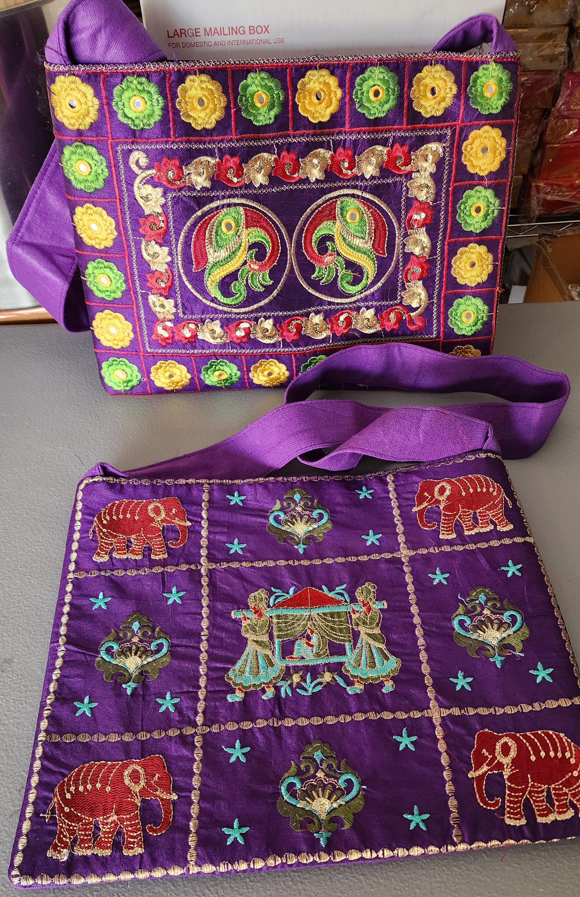 Indian Traditional Embroidered Work Peacock Jhola Bag. Crossbody Shoulder bags .