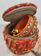 Embroidered Matki Bangle Box: Indian Jewelry Organizer, Wedding Favor.