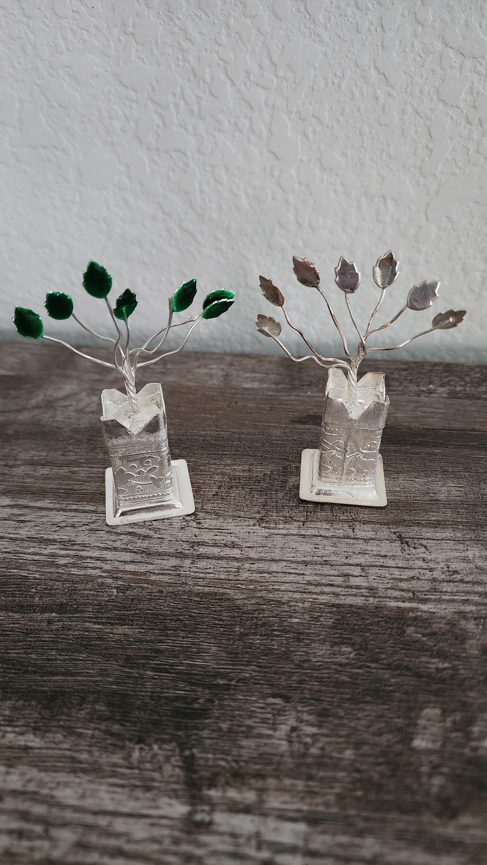 German Silver Tulsi Plant with organza Potli Bag: Diwali Pooja Gift.