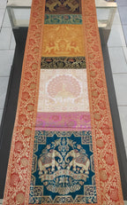 Elephant Print Silk Brocade Table Runner: Indian Decor (16X60 Inch)