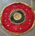 Handmade Organza Thali Cover: Indian Wedding Decor, Gota Embellished (21 inches)
