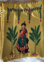 Silk Potli Bags: Haldi Mehndi Wedding Favor Gift Bags.