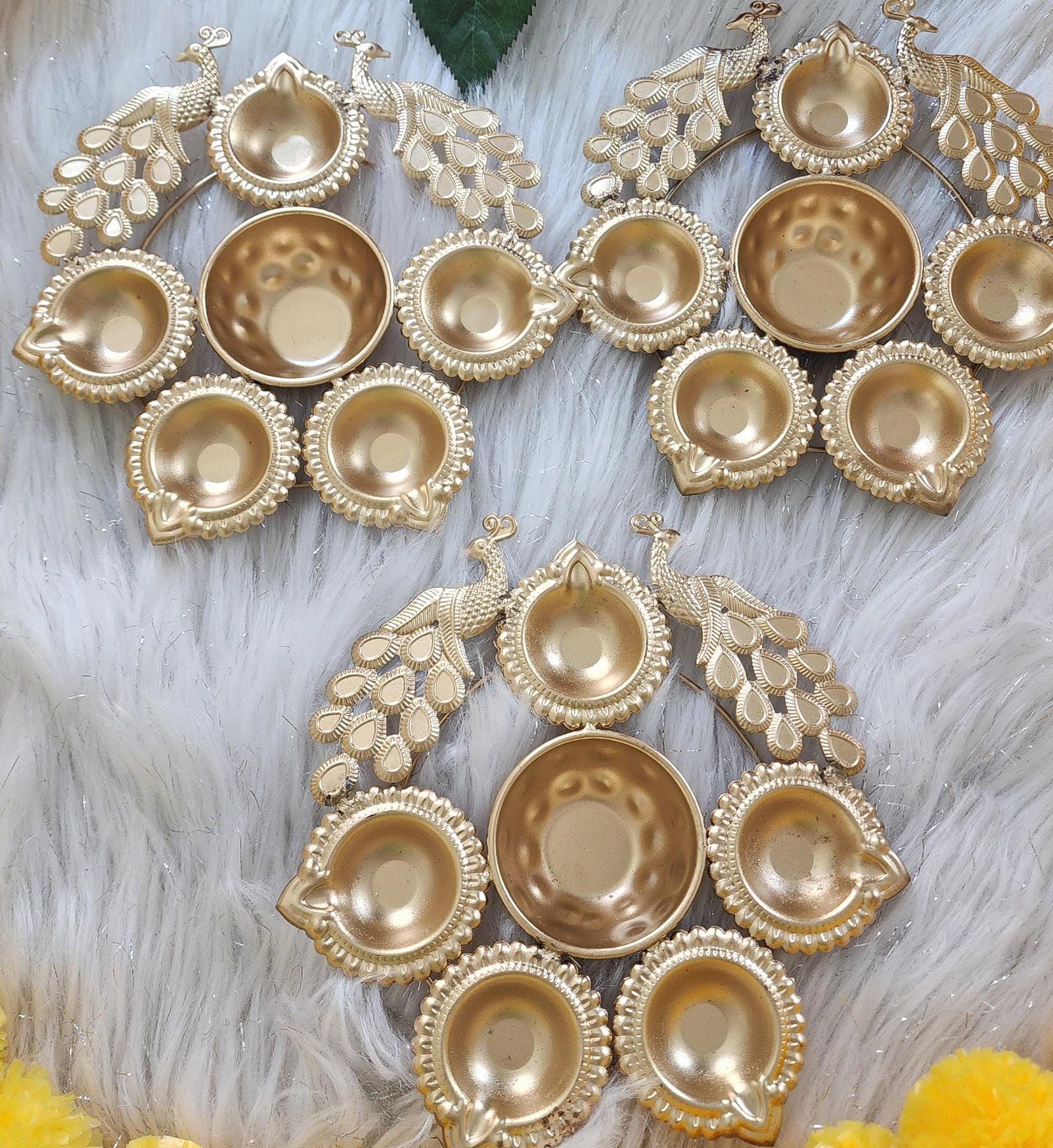 Metal Urli Diya Set: Gold Diwali Decoration, Housewarming Return Gift.