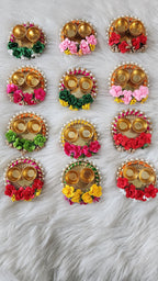 Floral Haldi Kumkum Plate: Mehndi Decor Pooja Thali