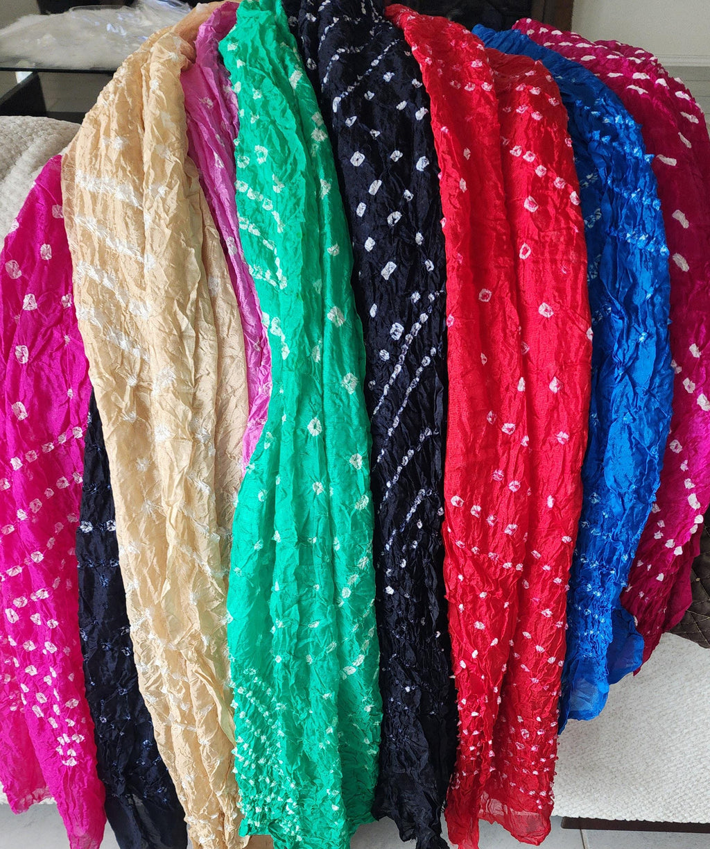 Bandhani Dupatta: Rajasthani Art Silk Tie Dye Scarf, Wedding Favor