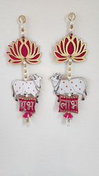 Lotus & Pichwai Cow Shubh-Labh Hanging: Indian Wedding Diwali Decor