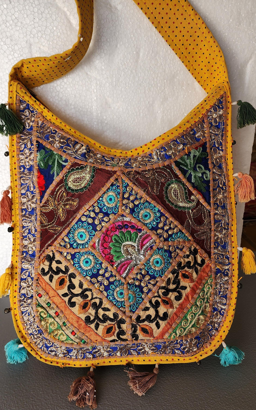 Embroidered Indian Jhola Bag:Crossbody Shoulder Bag