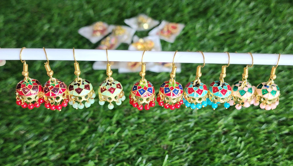 Handmade Meenakari Jhumka Earrings: Indian Wedding Jewelry