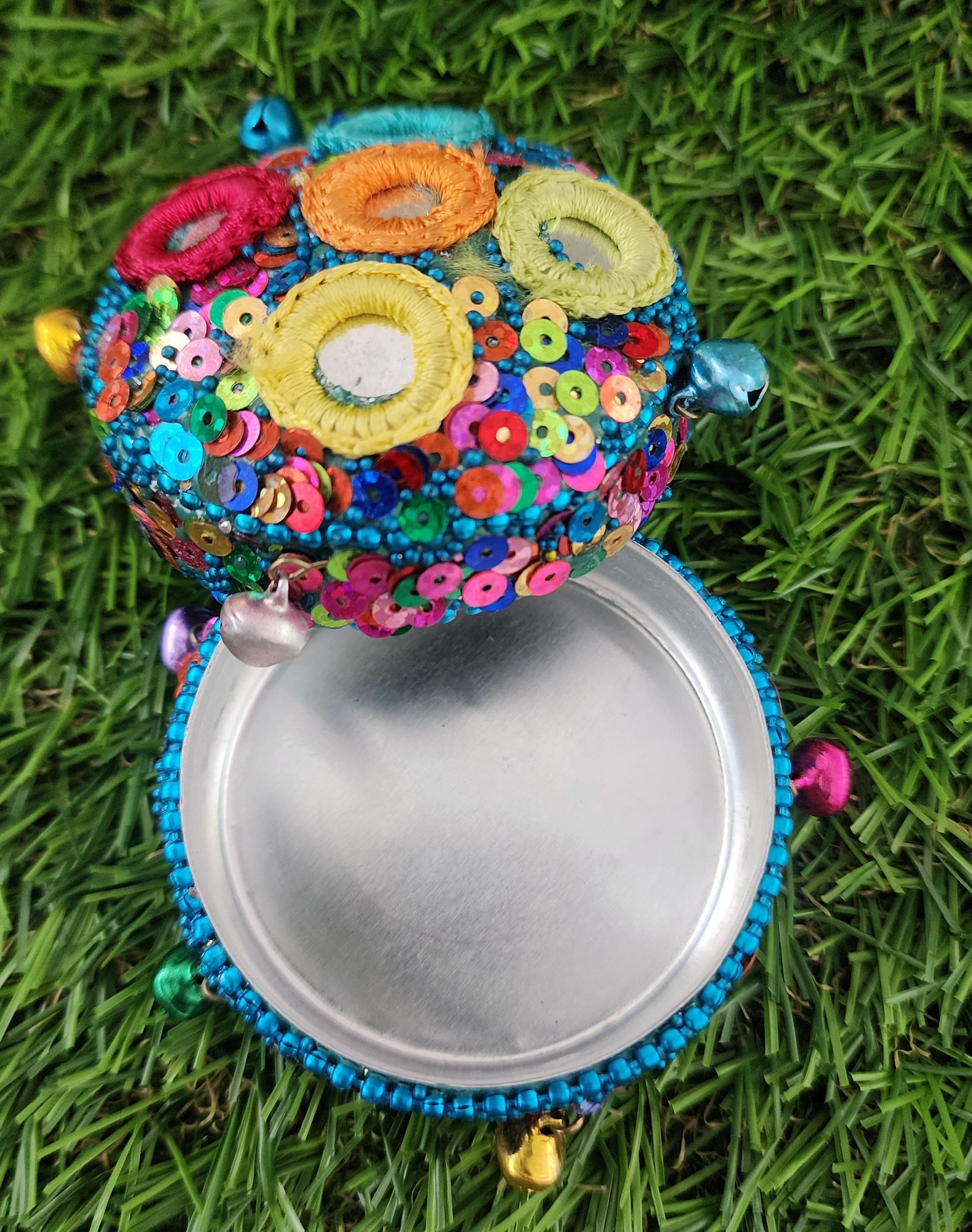 Haldi Kumkum Holder Set: Handcrafted Beaded Wedding Favor Boxes