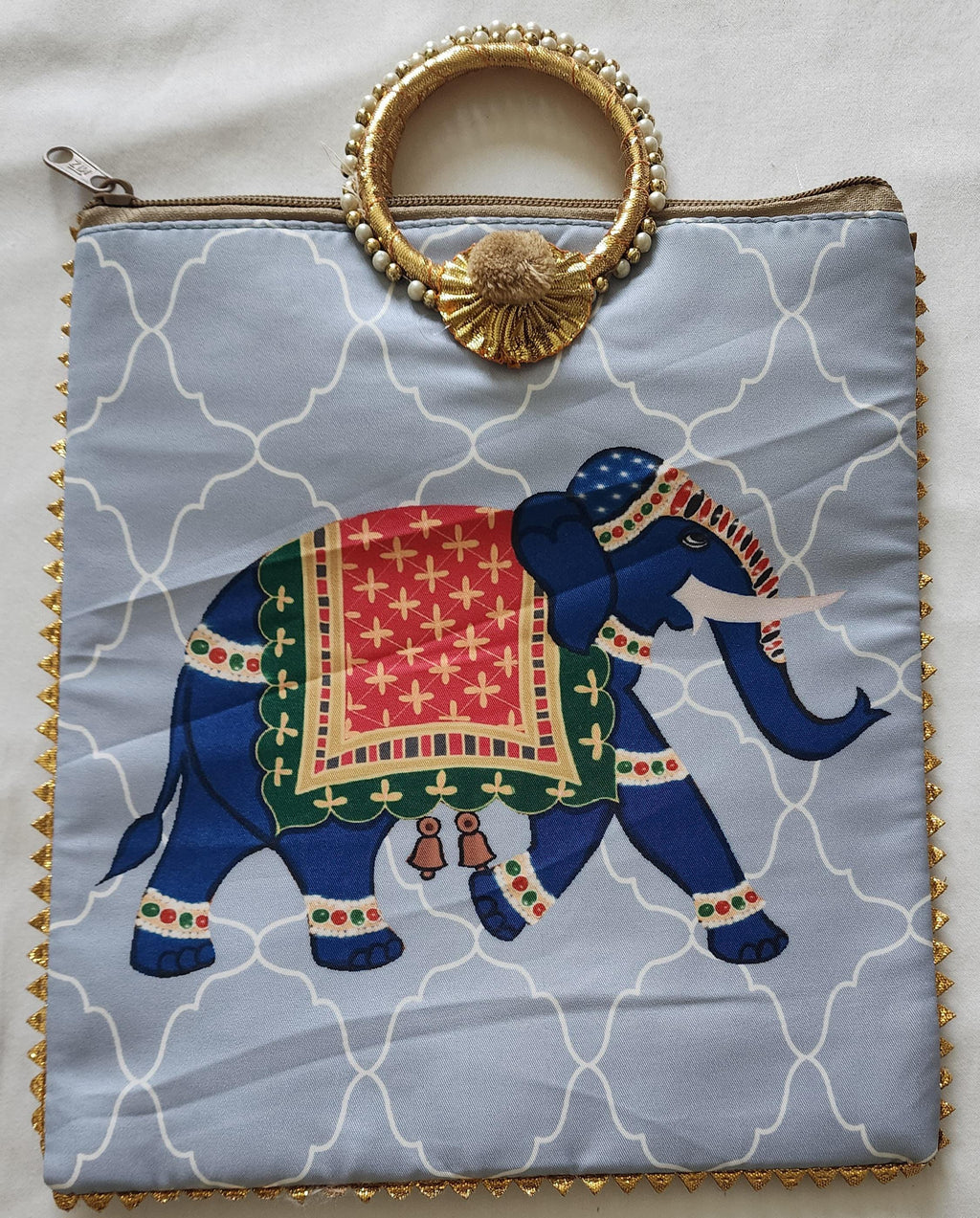 Elephant Print Silk Potli Bag: Multicolor Ethnic Gift Bag