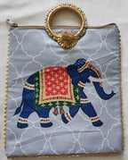 Elephant Print Silk Potli Bag: Multicolor Ethnic Gift Bag