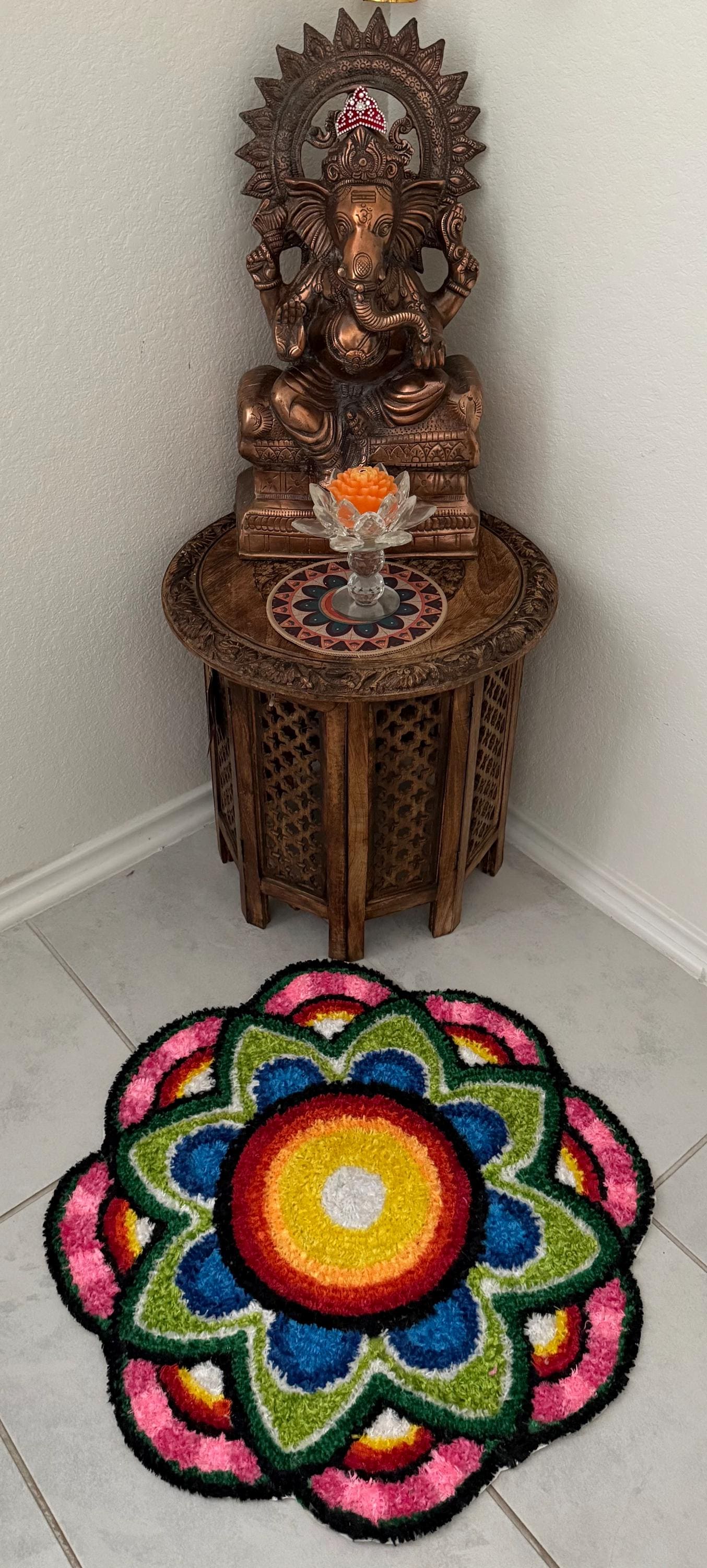 Indian Rangoli Mat-Wool Pooja Aasan, Diwali Wedding,Housewarming Decor.