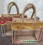 Gota Patti Handcrafted Gift Bag: Transparent Pooja Favor Bag.