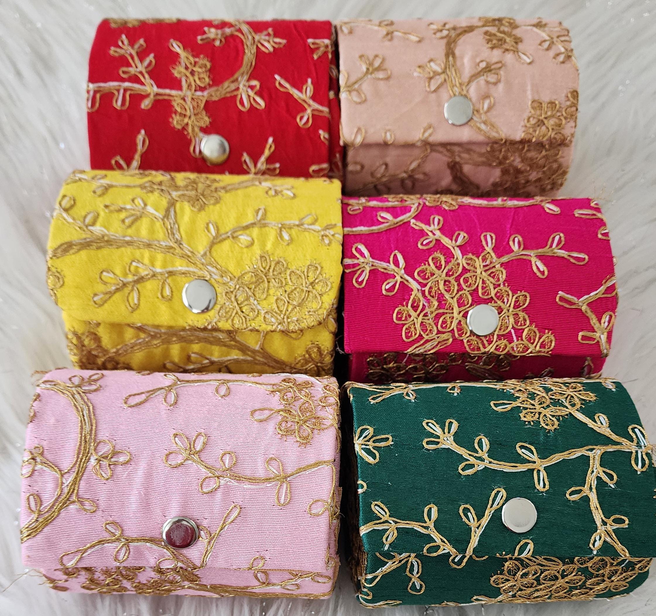 Handcrafted Embroidered Bangle Box: Indian Wedding Favor, Diwali Gift