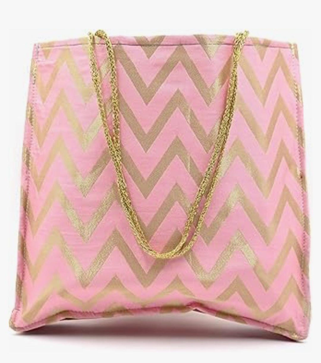 Zig Zag Silk Favor Bag: Gota Trim, Indian Wedding Return Gift