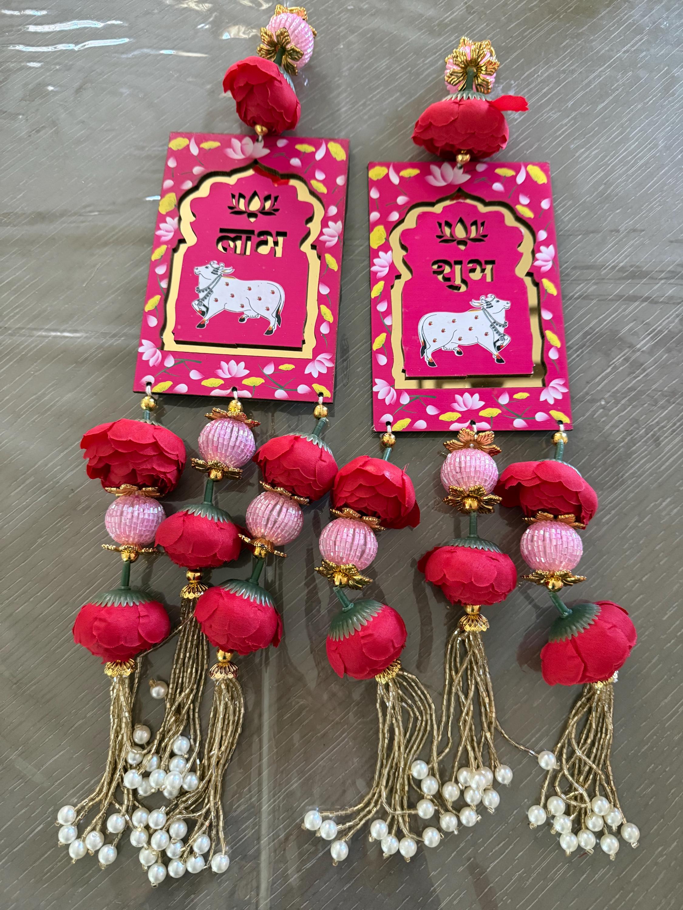 Handmade Shubh Labh Door Hanging: Diwali Indian Wedding Decor.
