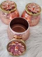 Pichwai Art Jar: Nandi Cow & Peacock Design, Copper Home Decor.