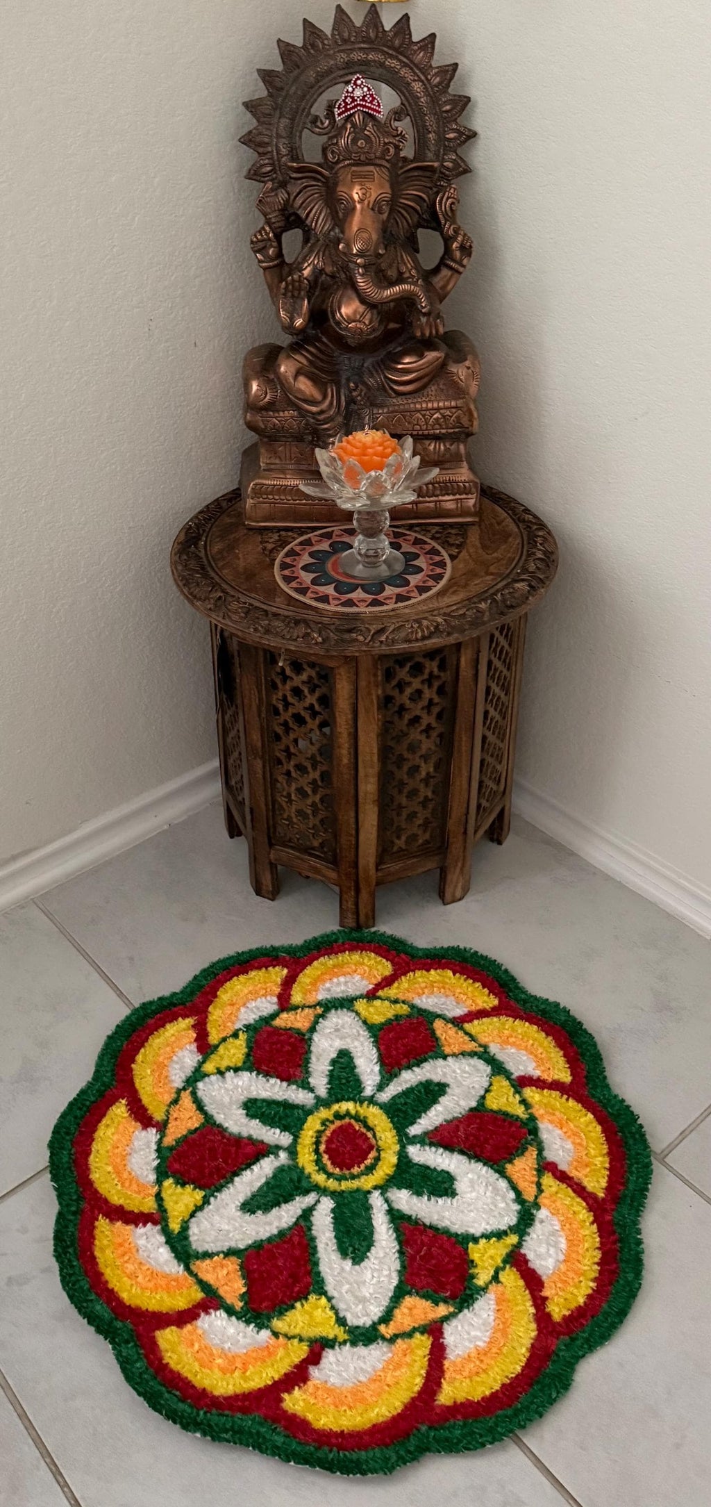 Indian Rangoli Mat-Wool Pooja Aasan, Diwali Wedding,Housewarming Decor.