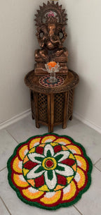 Indian Rangoli Mat-Wool Pooja Aasan, Diwali Wedding,Housewarming Decor.