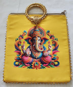 Ganesh Ji Print Silk Potli Bag: Multicolor Indian Wedding Favor