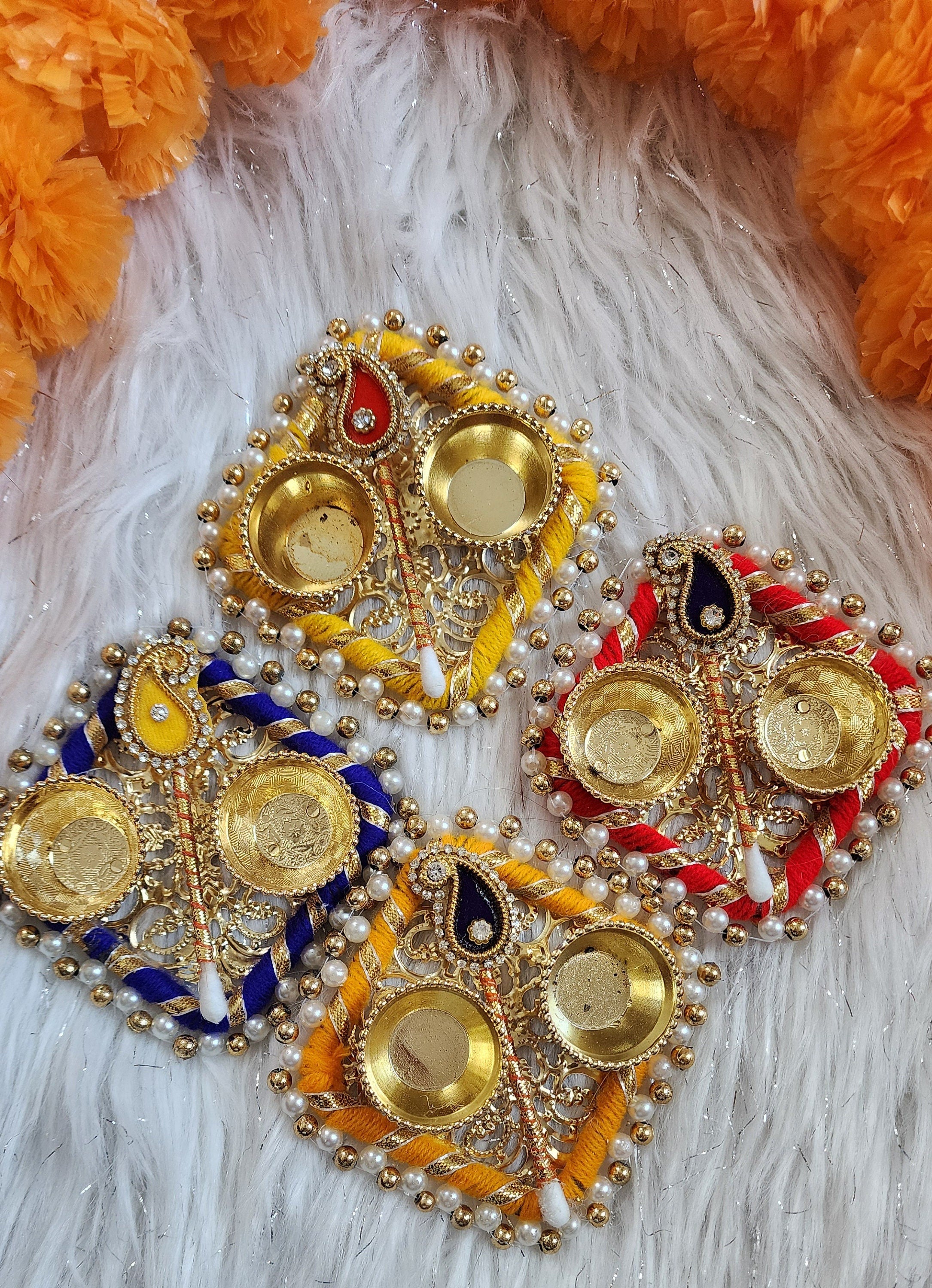 Handcrafted Square Haldi Kumkum Holder: Pooja Return Gift.