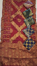 Hand Printed Jacquard Silk Dupatta: Banarsi Print Wedding Favor