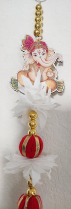 Ganpati Garland: Golden Pearls, Red Buds, Indian Wedding Decor (45/50 inch)