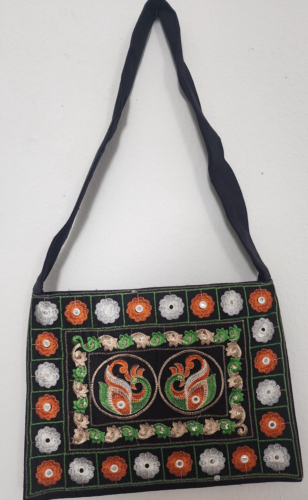 Indian Traditional Embroidered Work Peacock Jhola Bag. Crossbody /Shoulder bags for women.