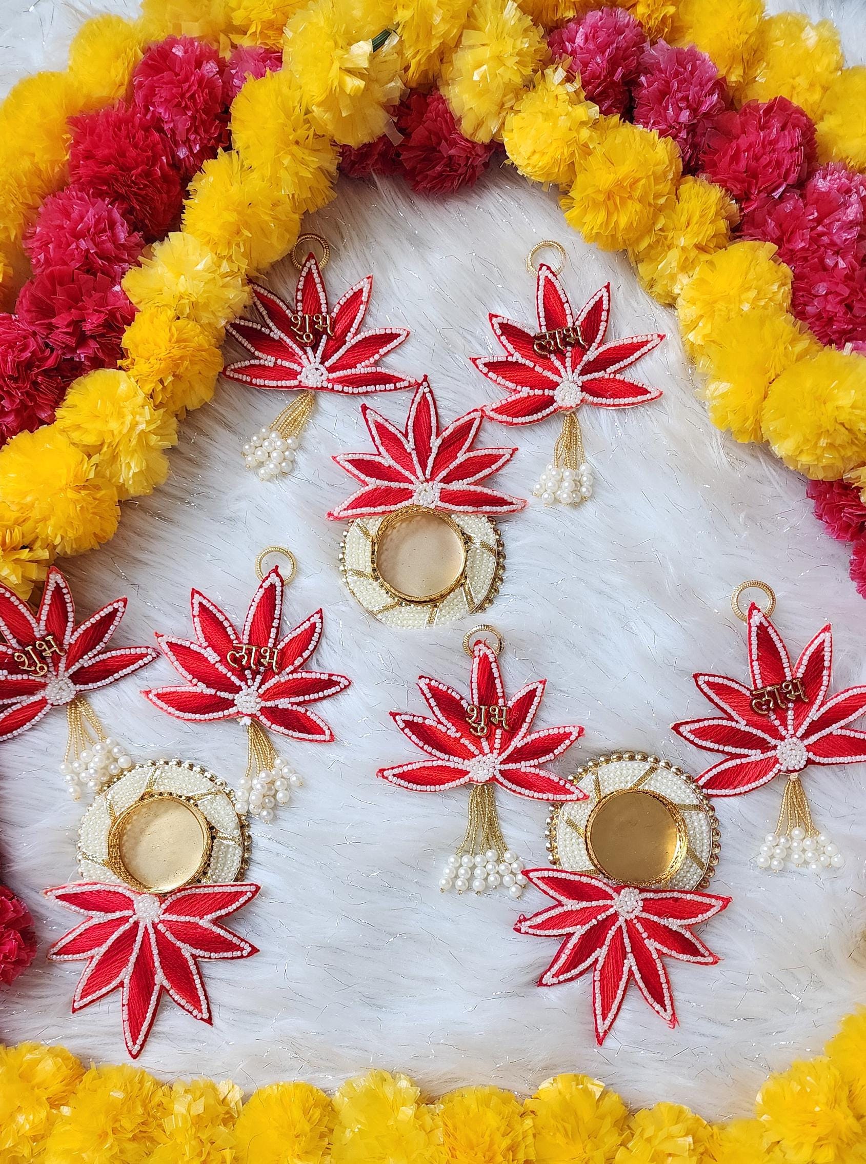 Shubh-Labh Mandir Hanging with T Light: Diwali Decoration, Indian Wedding Decor - 3 Pcs Set