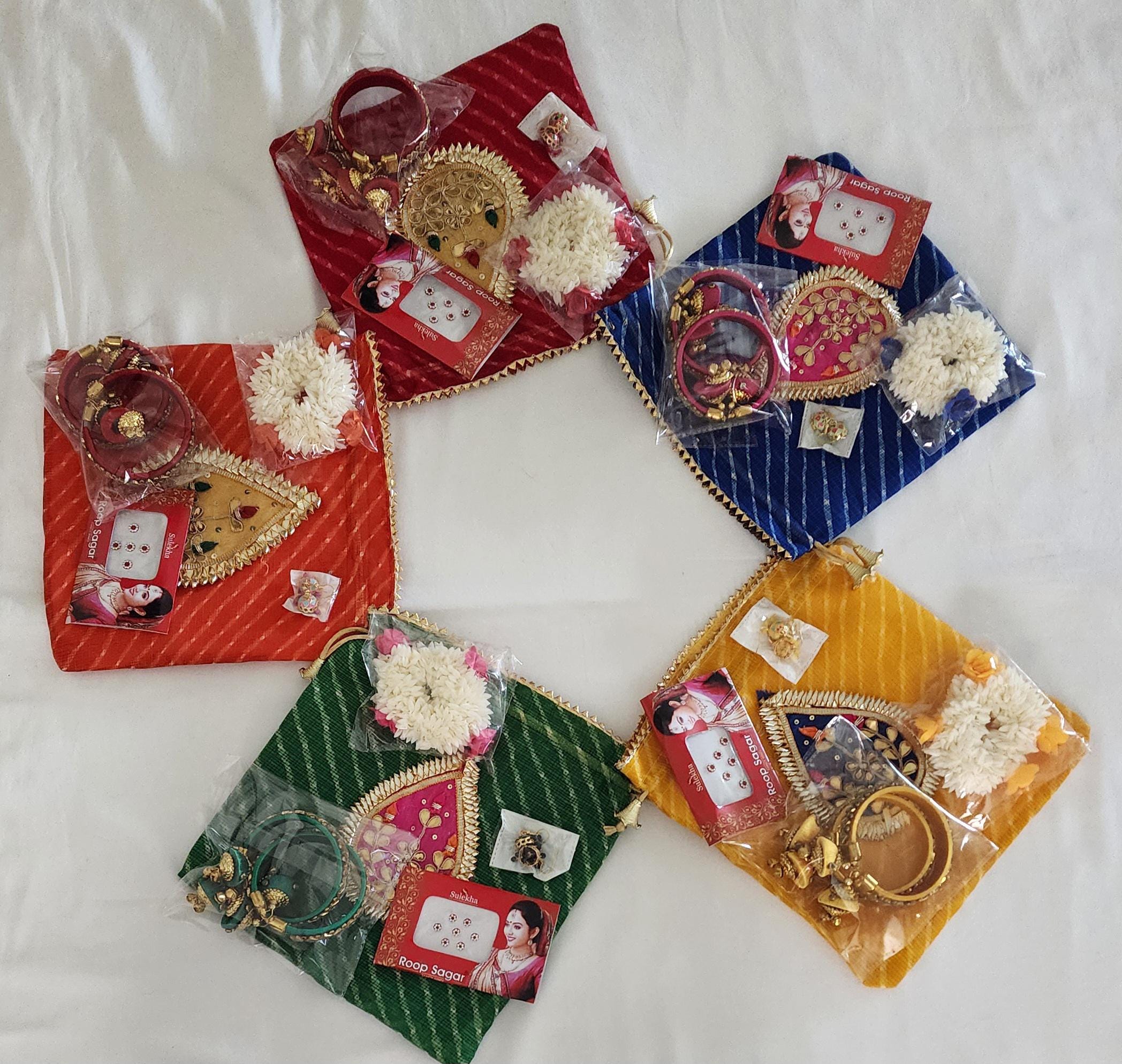 Lahariya Potli Bag Combo Set: Kundan Bangles, Jhumka Earrings - Wedding Favor