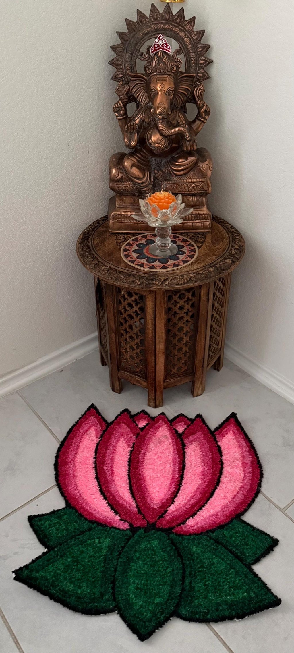 Indian Rangoli Mat-Wool Pooja Aasan, Diwali Wedding,Housewarming Decor.