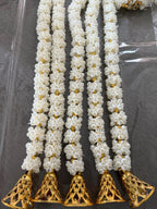 Mogra Bell Garland: White & Gold Artificial Flower String - Diwali Wedding Decor
