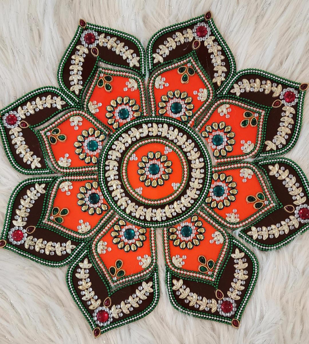 Acrylic Handmade Diwali Rangoli - 15 inch - Festive Home Decor.