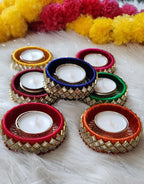 Kundan Tea Light Holder: Diwali Pooja Decoration, Wedding Favor.