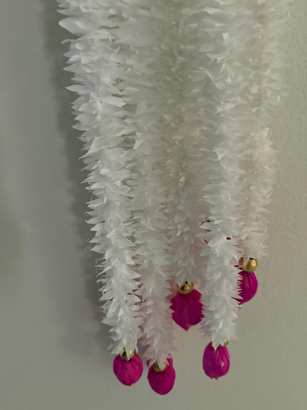Lotus Bud Garland: Pink & White Indian Wedding Decor (35/40 inch