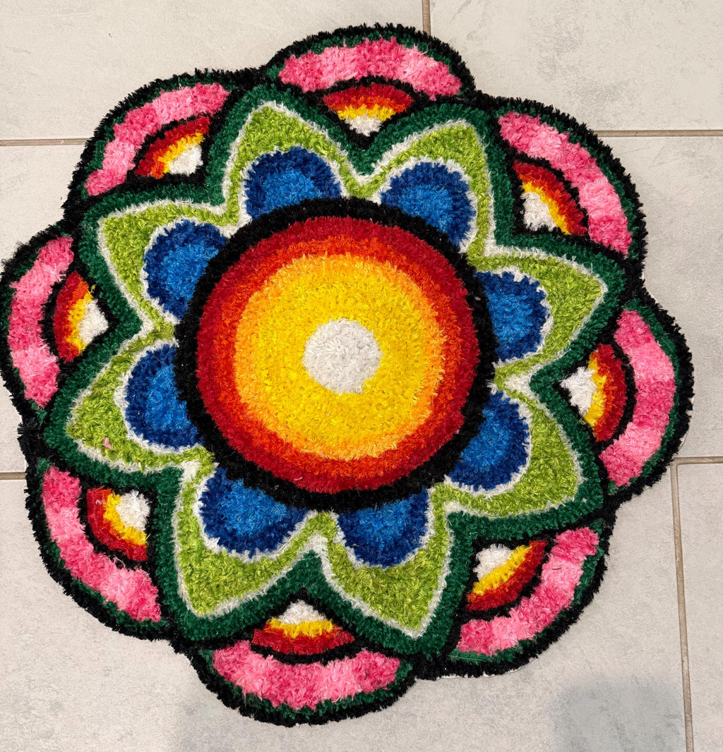 Indian Rangoli Mat-Wool Pooja Aasan, Diwali Wedding,Housewarming Decor.