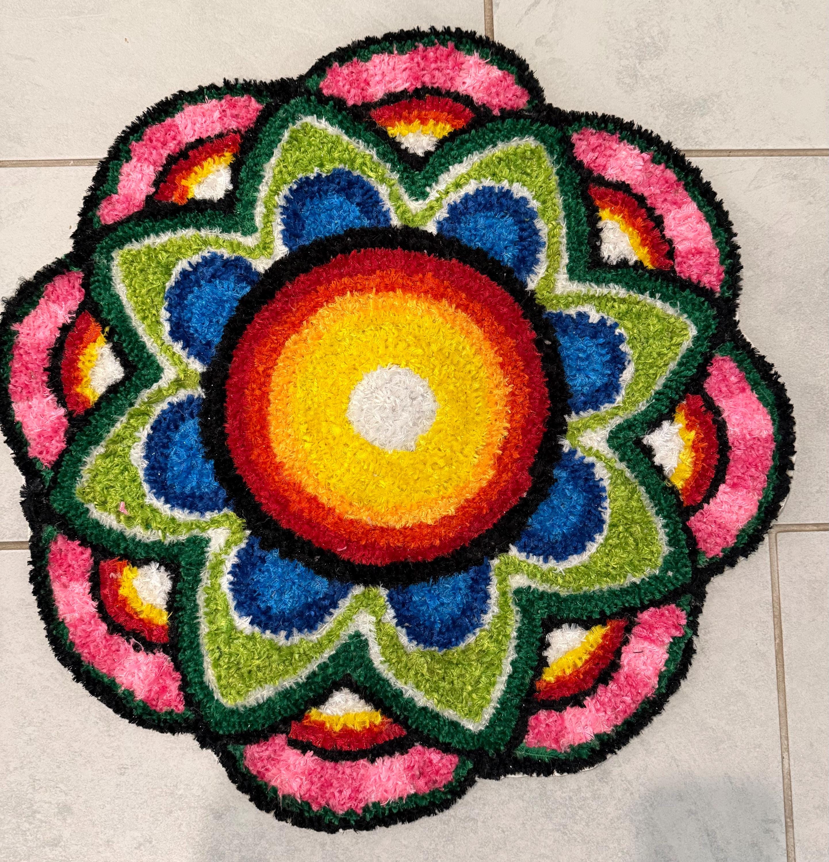 Indian Rangoli Mat-Wool Pooja Aasan, Diwali Wedding,Housewarming Decor.