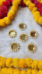 Gold Tea Light Candle Holders with Pearls: Diwali Favor Gifts