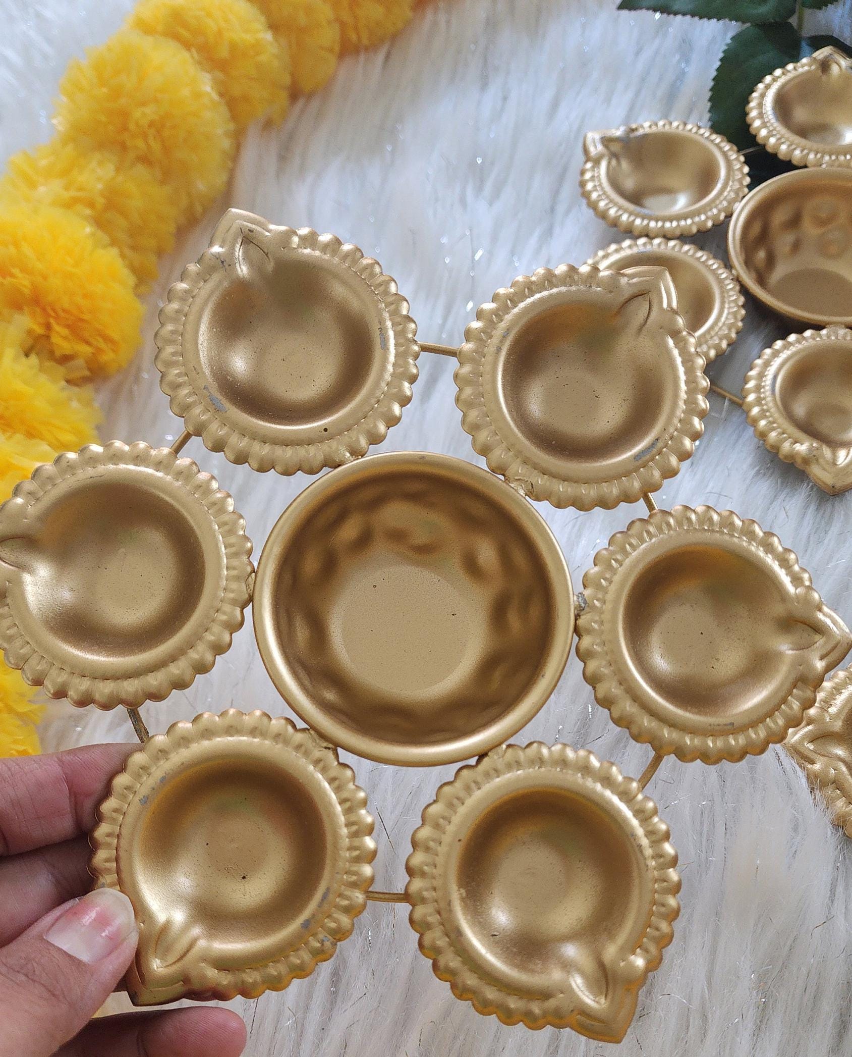 Metal Urli Diya Set: Gold Diwali Decoration, Housewarming Return Gift.
