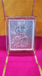 Handmade Silver Ganesh Photo Frame: Diwali Pooja Decor (4.5 × 3.5)