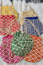 Mirror Work Silk Potli Bags: Indian Wedding Favor, Diwali Gift.
