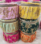 Embroidery Silk Bangle Boxes: Round Jewelry Organizer, Wedding Favor.