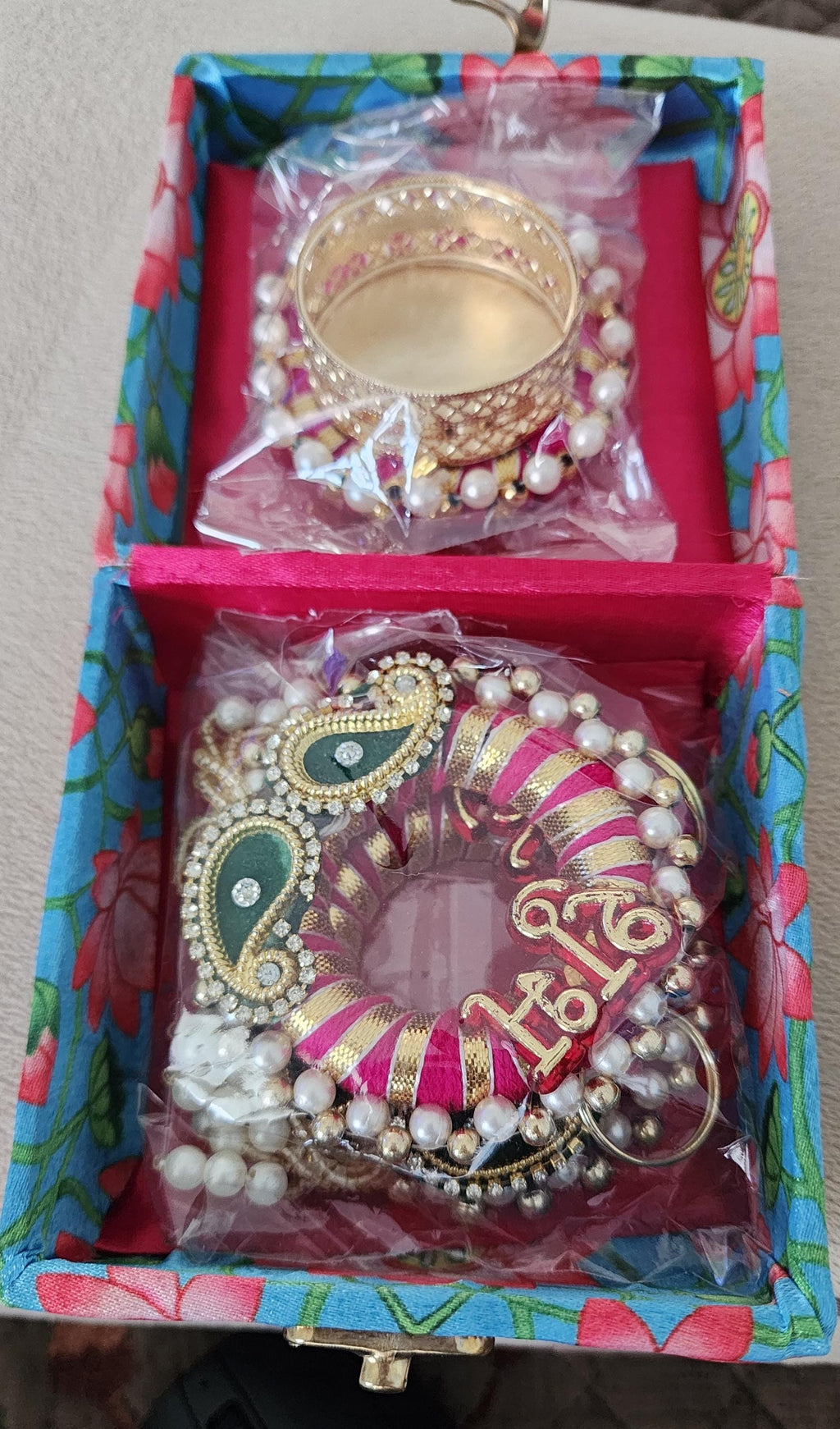 Pichwai Print Handmade Tea Light Holder Gift Box: Diwali Favor, Pooja Decor.