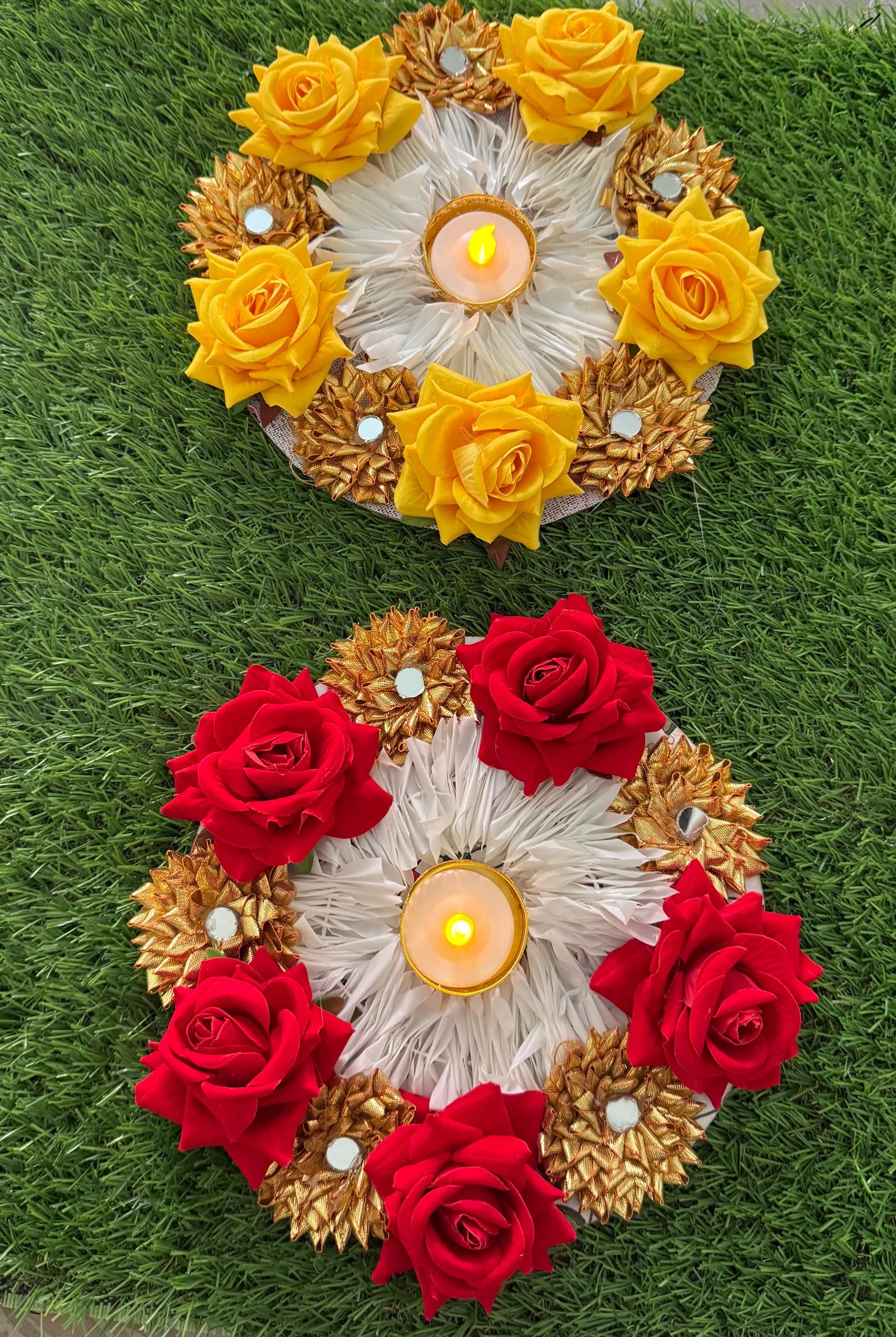 Lotus Tealight Candle Holder Rangoli: Diwali Festive Decor