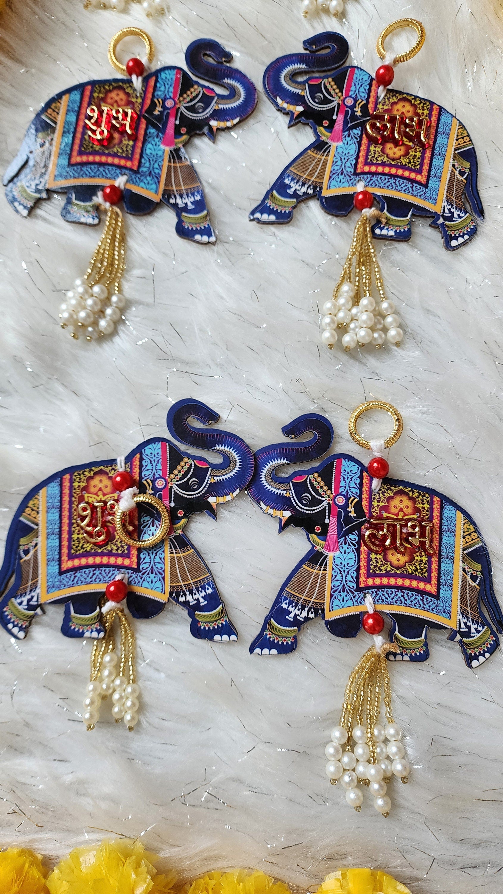 Elephant Shubh-Labh Hanging: Diwali Decoration, Mandir Decor (4 inches)