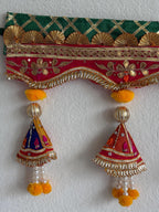 Handmade Indian Toran: Gotta work Pearl Door Hanging, Traditional Decor (40x10) inch)