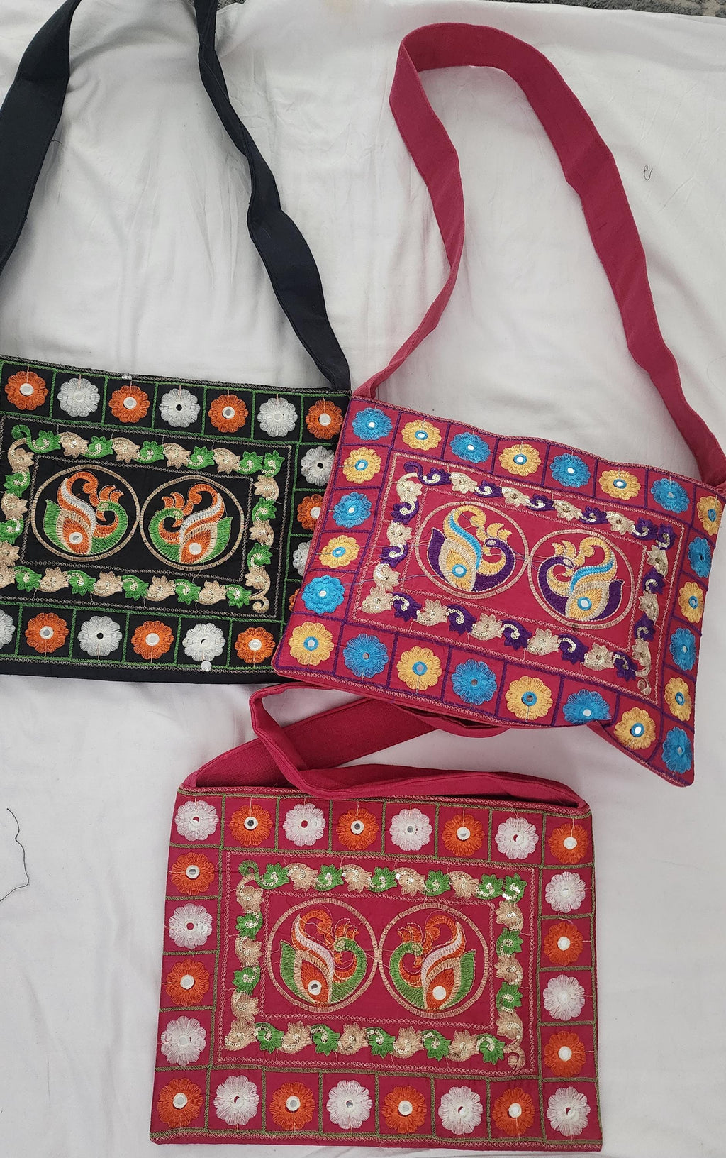 Indian Traditional Embroidered Work Peacock Jhola Bag. Crossbody /Shoulder bags for women.
